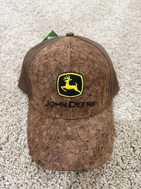 John Deere Brown Cork Patch Cap with Yellow Logo